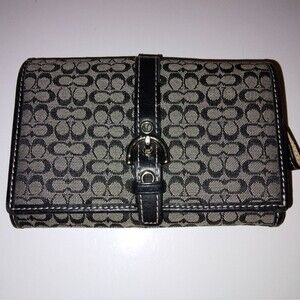 Coach wallet Black grey monogram vintage